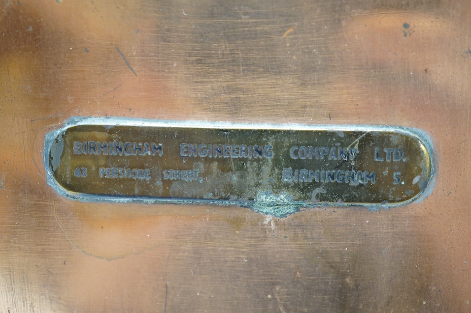 Two copper ship's bulkhead lamps, tallest 39cm. Condition - fair to good, some dents, wear etc.